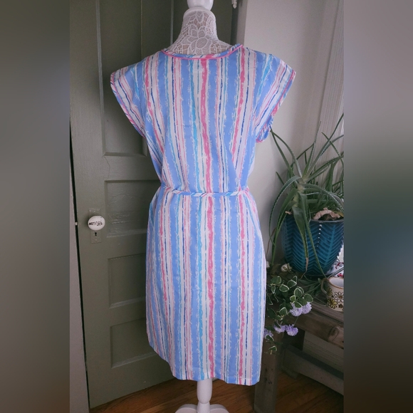 Smart Time Vintage Cotton Poly Embroidered Tulip House Spring Dress Medium - Picture 3 of 13